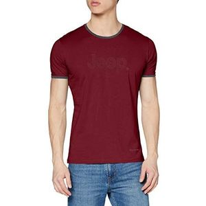 Jeep Heren gewatteerd borduurwerk (Custom Fit) T-shirt, bordeaux, S