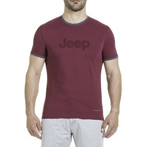 Jeep Gewatteerd borduurwerk voor heren (Custom Fit) T-shirt, bordeaux, XL