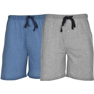 Hanes Pyjama-shorts met trui van katoenen jersey voor heren, Grijs Heather/Chambrey Blue, S