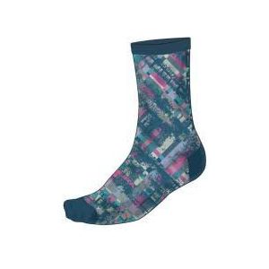 Endura Heren Patchwork Ltd Print Fietssokken, Barra Blauw, L-XL