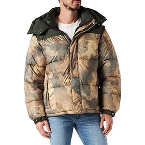 Armani Exchange Camouflage Print voor heren, Color Block, Verwijderbare Hood Jacket, Desert Camou, Extra Large