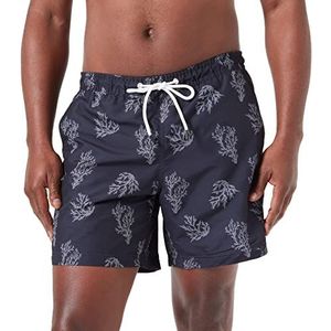 Tom Tailor Denim heren 1035053 zwemshorts, 31428 - Zwart Wit Big Coral Print, XL