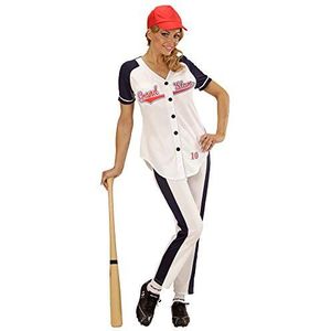 Widmann 73371 - volwassenen kostuum baseball girl, shirt, broek en hoed Medium wit