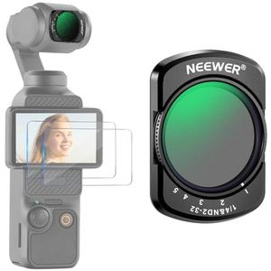 NEEWER Variabele ND2-32 en 1/4 Black diffusiefilter, compatibel met DJI Osmo Pocket 3, Action CAM-accessoires met neutral-density-filter met 2 displaybeschermfolies van gehard glas, HD optisch glas