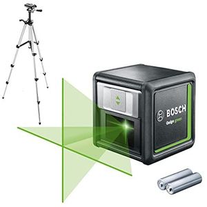 Bosch Home and Garden kruislijnlaser Quigo green met statief (eenvoudig en nauwkeurig uitlijnen met groene laser voor betere zichtbaarheid)
