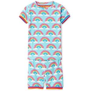 Hatley Meisjes Biologisch Katoen Korte Mouw Appliqué Pyjama Sets, Groen (Magical Rainbows 300), 8 Jaren
