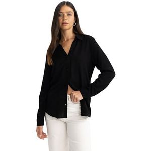 DeFacto Damesshirt met lange mouwen, zwart, XXL
