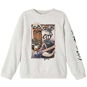 NAME IT Jongens Nkmtomanso Ls Loose Sweat Bru Sweatshirt, wit alyssum, 122-128