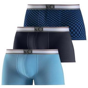 s.Oliver Heren hipster in 3-pack, blauw marine AOP, blauw + marineblauw + aop, S