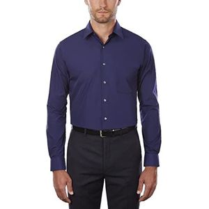 Van Heusen Heren Overhemd Regular Fit Poplin Solid, Perzisch Blauw, 17 Neck / 32-33 Sleeve