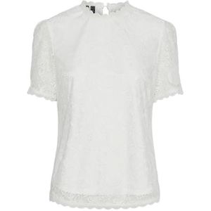 PIECES Pcolline Ss Lace Top Noos Bc T-shirt voor dames, cloud dancer, S