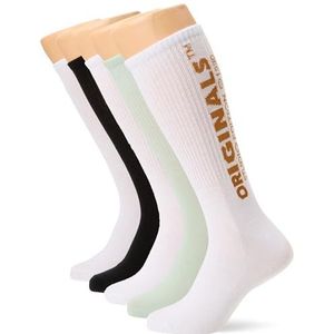 JACBORA TENNIS SOCKS 5 PAK, Wit/Pack: Gray Mist - White - Black - Canyon Sunset, One Size