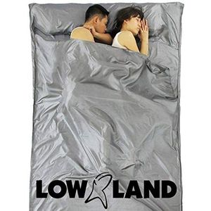 Lowland Outdoor Unisex-Adult, Lakenzak - 100% zijde - 2 pers Slaapzakken, Grijs, 220x160 cm