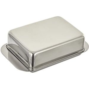 Witte botervloot voor 1/2 pan, roestvrij staal, zilver, 15 x 9,4 x 4,2 cm