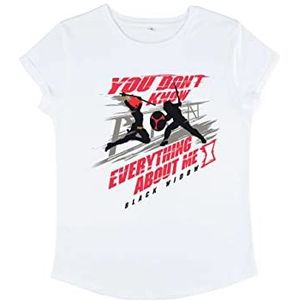 Marvel Black Widow Secrets T-shirt met opgerolde mouwen, wit, L, wit, L