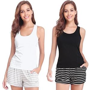 Sykooria Onderhemd Top Dames Sport Tank Top Zomer Onderhemd Dames Running Sport Basic Longtop Yoga Wear Off Shoulder Mouwloos Dames Gym Sport Tank Top Zomertop Dames Zwart-Wit S, zwart/wit, S