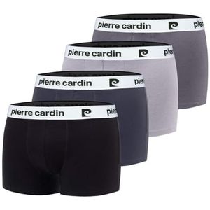 Pierre Cardin Boxershorts voor heren, 100% katoen, natuurlijk en hypoallergeen, 4 stuks, maat M, grijs/blauw/zwart/wit, M