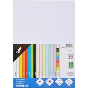 kangaro - Gekleurd papier wit, DIN A4-120 g/m² FSC mix, 100 stuks, briefpapier, knutselpapier, doe-het-zelf, 29,7 x 21 x 1,5