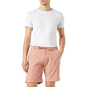 ONLY Slhregular-brody linnen shorts voor heren, Baked Clay/Detail:Mixed W. Oatmeal, M