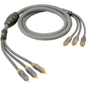 All4u BIGVC High End Video Kabel (3x RCA Mannelijk naar 3x RCA Mannelijk, Full Metal Plug) 0,75 Zilver-Grijs