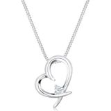 Elli Halsketting dames hart hanger verbondenheid eenvoudig met diamant (0,03 ct.) in 925 sterling zilver, 450, Facetgeslepen, Diamant