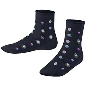 FALKE Uniseks-kind Korte sokken Dotted Flower K SSO Lyocell Dun gedessineerd 1 Paar, Blauw (Space Blue 6116), 39-42