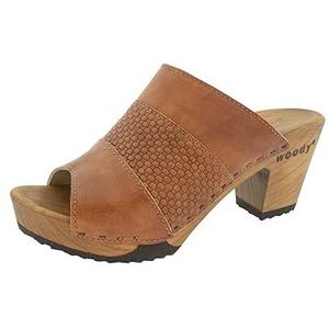 Woody Dames Ella houten schoen, saforbruin, 37 EU, Saforbruin, 37 EU