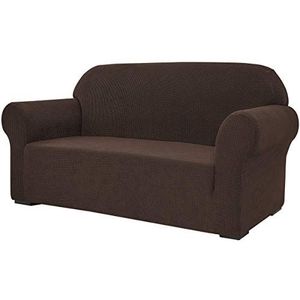 SU SUBRTEX 1-delige stretch bankhoes spandex jacquard stof slipcovers voor bank, bank fauteuil anti-slip meubelbeschermer (X-large, donkerbruin)