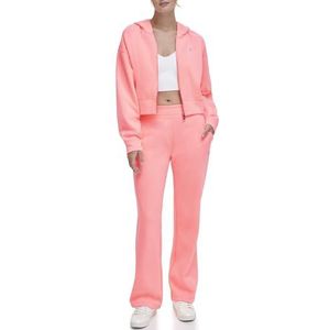 DKNY Dames Metallic Bubble Logo Wide Leg Track Pant met Zakken, Atomic Pink, Small, Atomic Pink, S