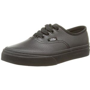 Vans K Authentic Leather Sneakers voor kinderen, uniseks, zwart leer zwart zwart, 33 EU