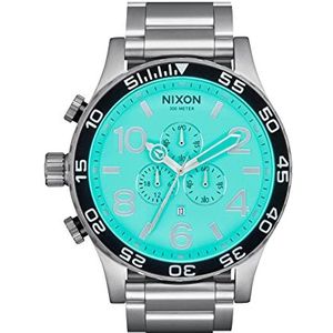 Nixon Heren analoog kwartshorloge met roestvrij stalen armband A083-2084-00, zilver-turquoise.