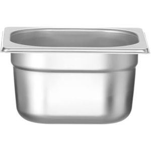 HENDI Gastronorm container, temperatuurbestendig van -40° tot 300°C, stapelbaar, geschikt voor ovens, bain marie en vriezers, chafing dishes, 1.6L, GN 1/6, 176x162x(H)100mm, roestvast staal