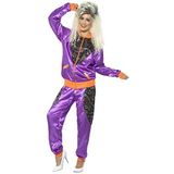 Retro Shell Suit Costume, Ladies, Purple, with Jacket & Trousers, (PLUS X1)