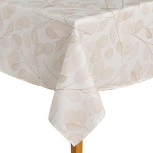 ESSEX - Tafelkleed Stems, 145 x 220 cm, tafelkleed, 100% polyester, afwasbaar, bladeren - beige