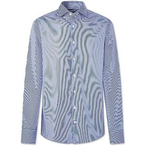 Hackett London Heren Navy Poplin Stripe Shirt, Blauw (zwart/wit), L