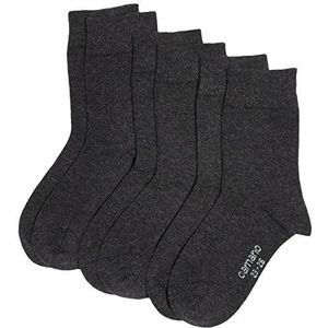 Camano Set van 3 sokken voor kinderen, met versterkte hiel en teen, jongens en meisjes, grijs (antraciet 8), 35-38