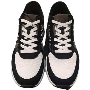 Armani Exchange Heren nylon, micro suède & mesh sneakers, zwart + bruin breed, XX-Large EU