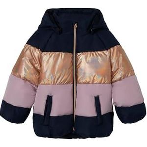 NAME IT MINI Metallic Gewatteerde Winterjas NMFMILLE Donkerblauw/Roze/Goud