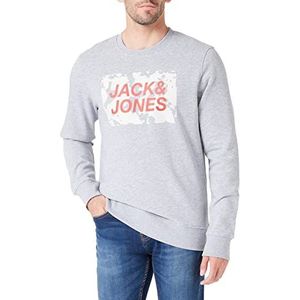 JACK & JONES Heren JCOLAUGE Sweat Crew Neck FST Sweatshirt, Light Grey Melange/Detail: New LGM, M, Lichtgrijs Melange/Detail:New Lgm, M