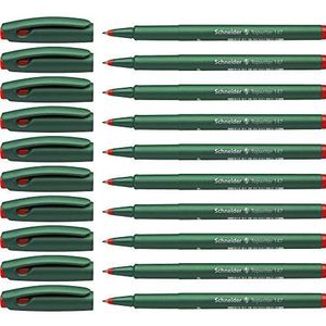 Schneider Topwriter 147 fiber pen (harde vezelpunt, lijndikte 0,6 mm, inkt op waterbasis, lichtbestendig) pak van 10 groenmentallic/rood