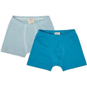loud + proud Jongens dubbelpak, fijn geribbeld, biologisch katoen en GOTS-gecertificeerde boxershorts, petrol, 86-92