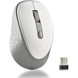 NGS Dew Gray - Draadloze optische muis, ergonomische muis, stille draadloze laptopmuis, hoge precisie met nano-ontvanger, ambidexter, 800/1600 instelbare DPI, plug-and-play