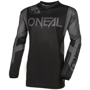 O'NEAL MX Enduro Motorcross-Jersey met lange mouwen | gewatteerde elleboogbescherming, V-hals, ademend | Element Jersey Racewear V.24 | Volwassenen | Zwart Grijs | Maat L
