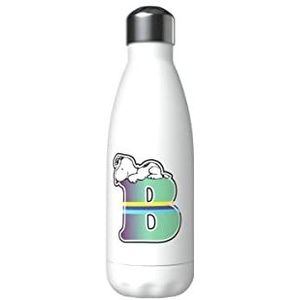 Snoopy - roestvrijstalen waterfles, hermetische sluiting, met veelkleurig letter B-ontwerp, 550 ml, witte kleur, officieel product (CyP Brands)