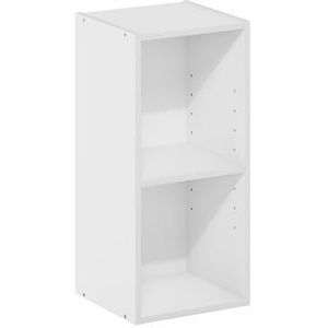Furinno Fulda 2-laags ruimtebesparende opbergplank, boekenkast, 25 cm breed, wit