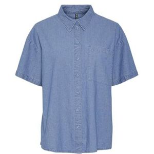 PIECES Dames Pcmia SS Denim Mm T-shirt, blauw (light blue denim), M