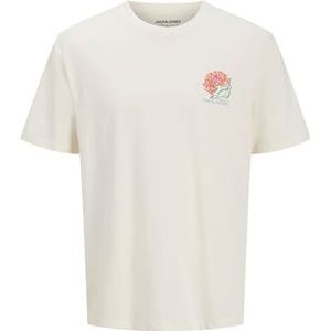 Jack & Jones Jorfloral Tee Ss Crew Neck Ft Styd Aw24, Egret, XS