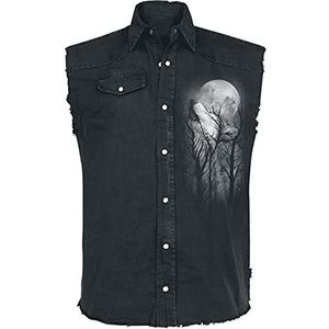 Spiral Forest Wolf Vest zwart L 100% katoen Biker, Gothic, Horror, Rock wear