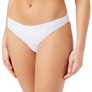 FM London Bikinibroekje voor dames | Comfortabele bikinislip met string, ideaal als badkleding voor dames | Katoen rijk, zacht, aantrekkelijk design, Kleur: wit, 42 NL