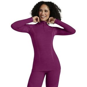 FALKE Dames Top van Onderlaag Wool-Tech High Zip Neck W L/S SH Wol Functioneel Material Sneldrogend 1 Stuk, Paars (Radiant Orchid 8692), S